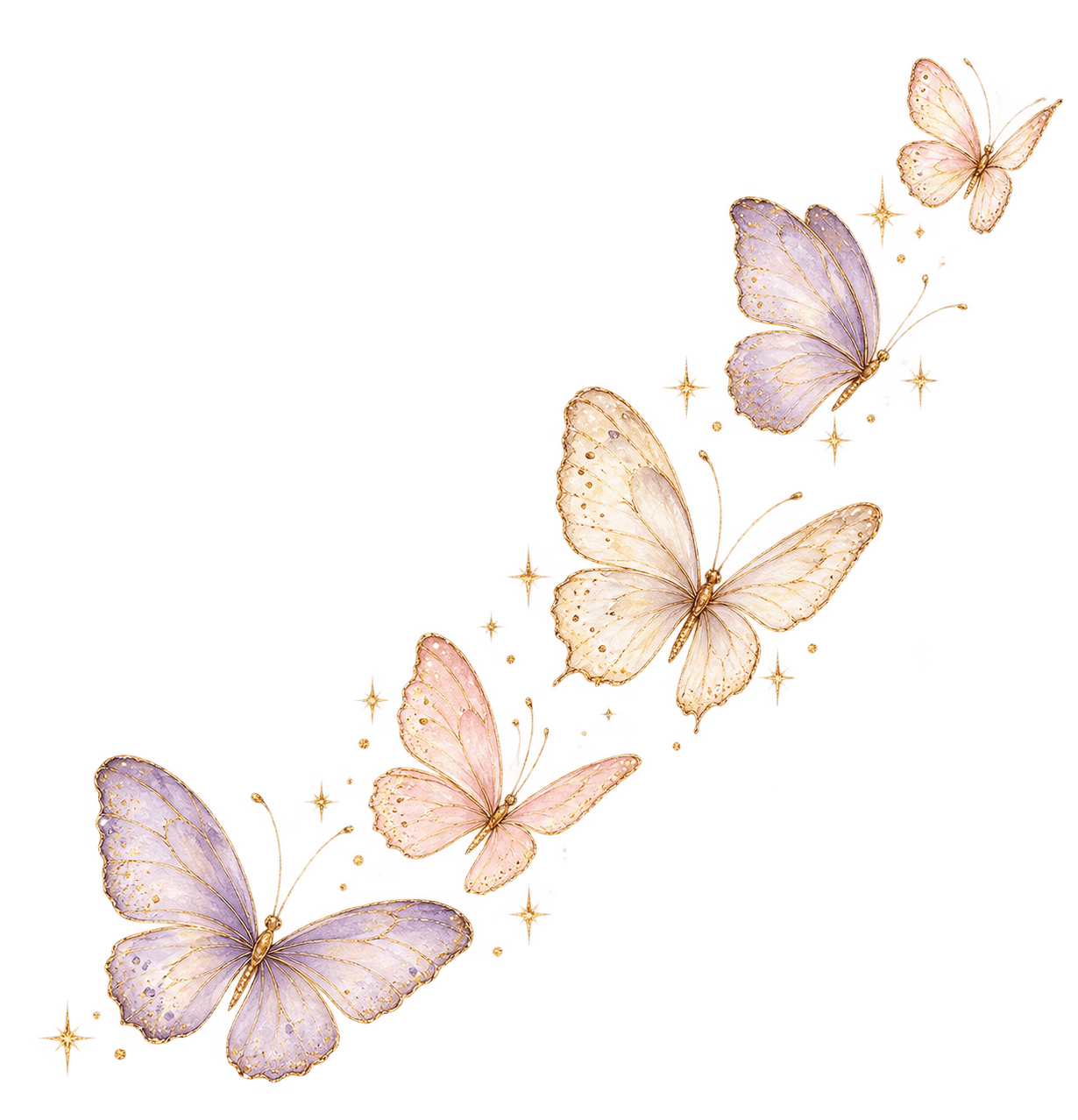 Watercolor butterfly cluster drifting